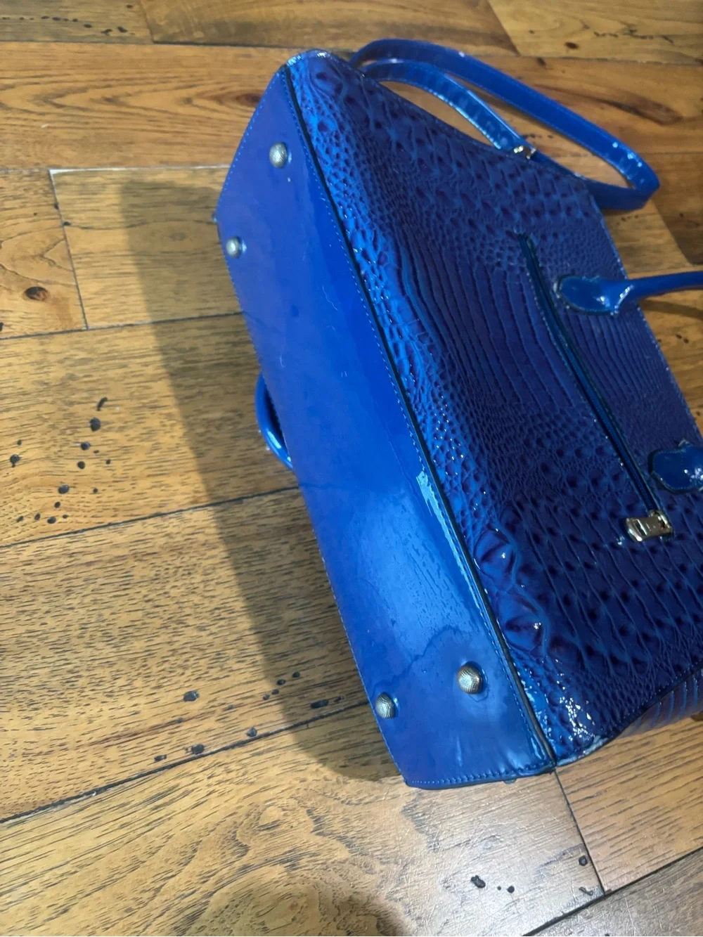 Classic Women’s Croc-Embossed Faux Leather Structured Tote Bag - Royal Blue